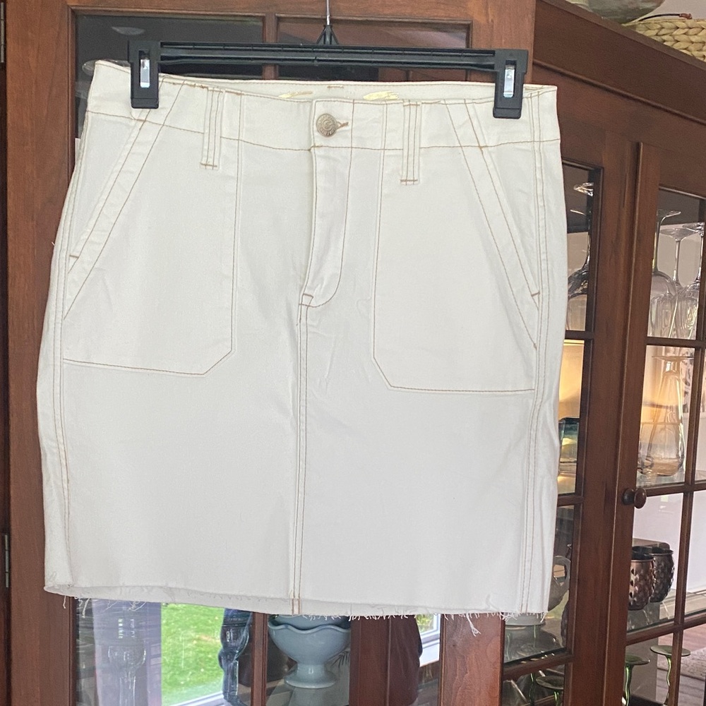 Seven7 Cream Denim Skirt